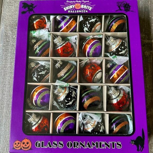 Christopher Radko Halloween Shiny Brite Vintage Mini Ball Ornaments Set 20 - Picture 1 of 3